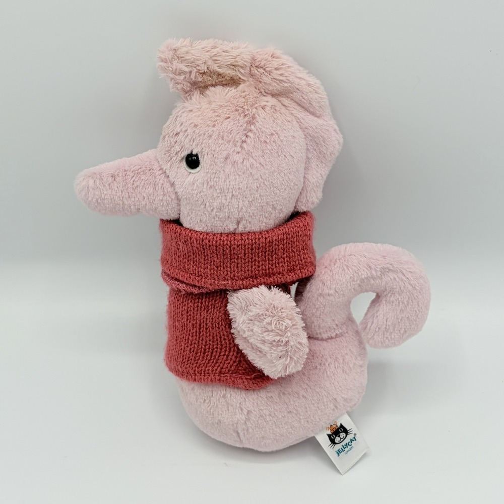 Jellycat Cozy Crew Seahorse Pink Sweater 7" Plush Animal Toy Rare Retired